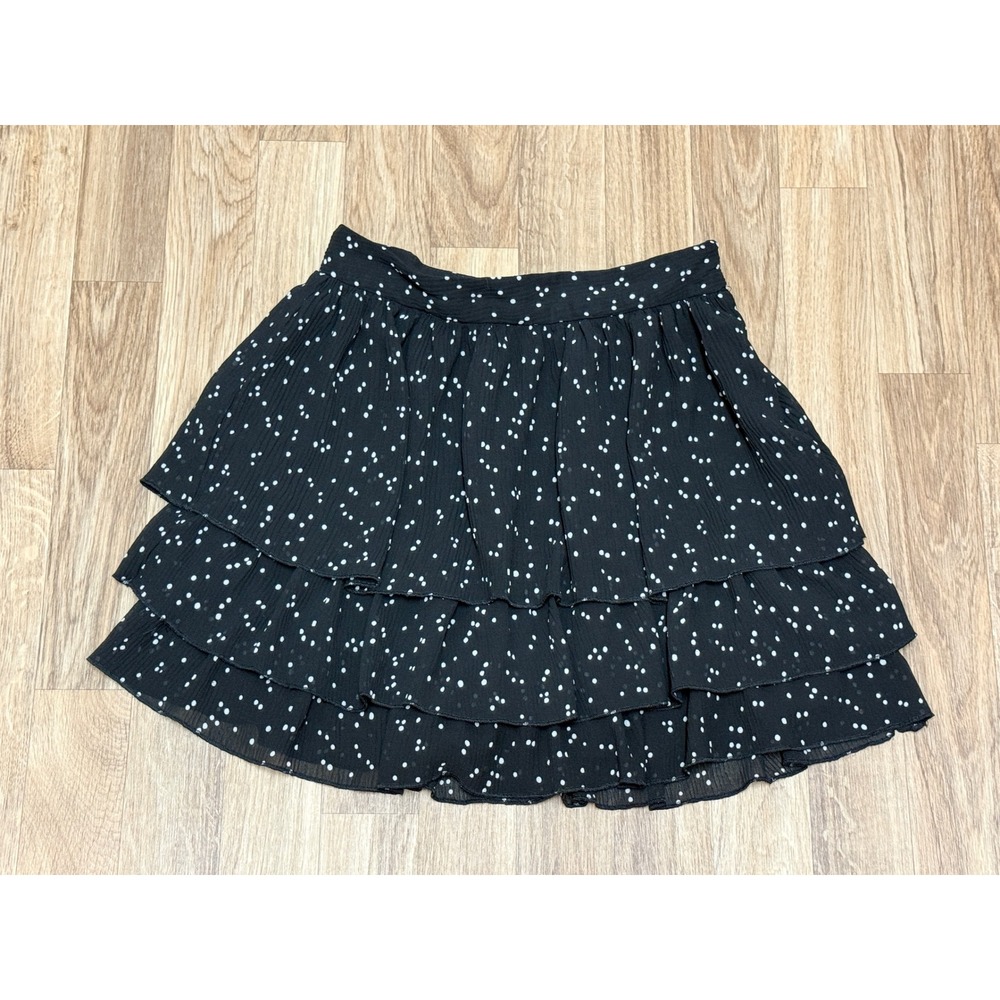 Zara Black Polka Dot Tiered Ruffle Skort Mini XS